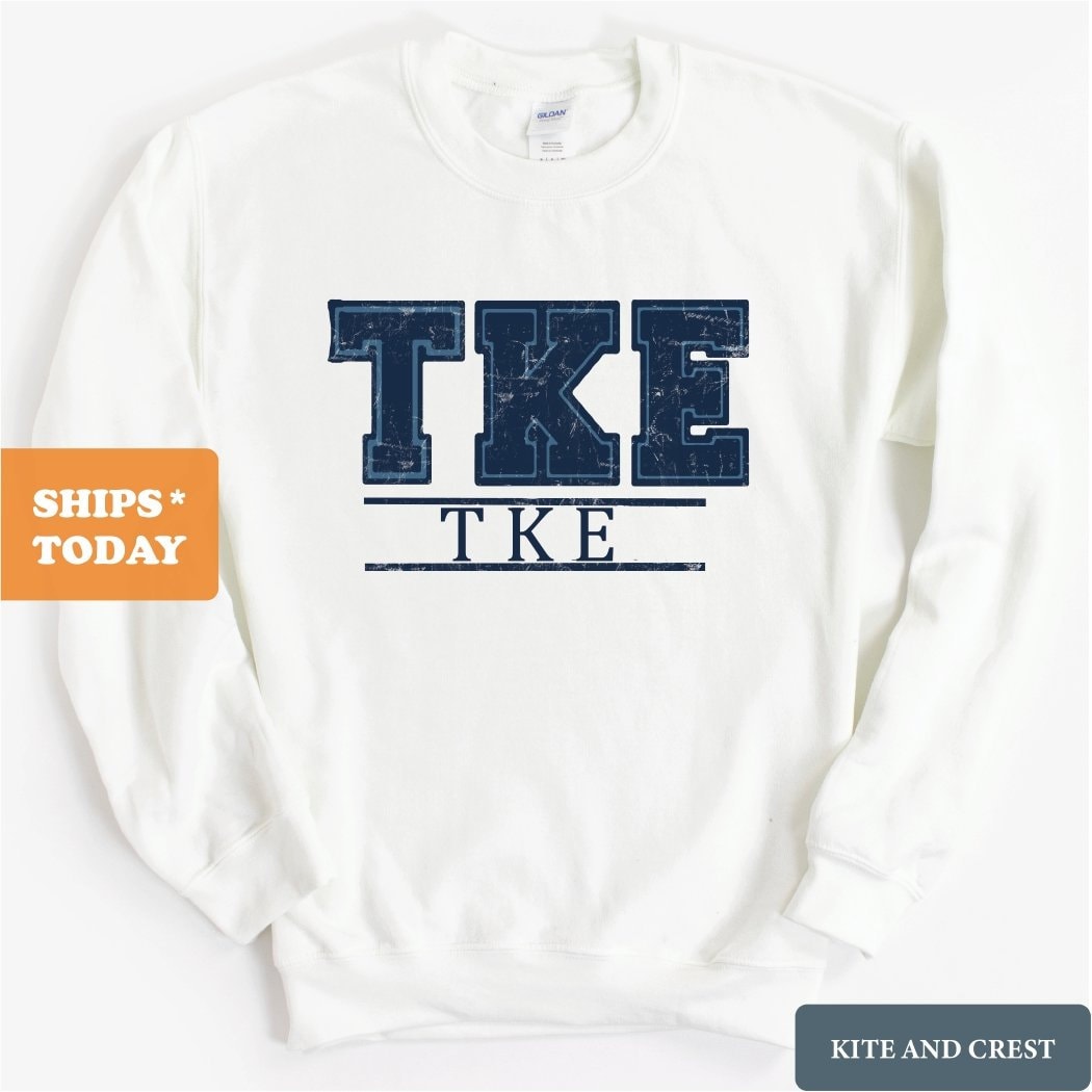 Tau Kappa Epsilon Sweatshirt TKE Baseball Boxed Crewneck Sweatshirt