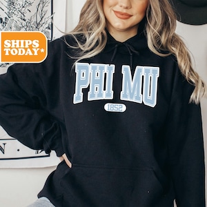 Phi Mu Sorority Sweatshirt | Phi Mu Preppy Hoodie | Crewneck Sweatshirt | Big Little Reveal | Sorority Apparel | White Athletic