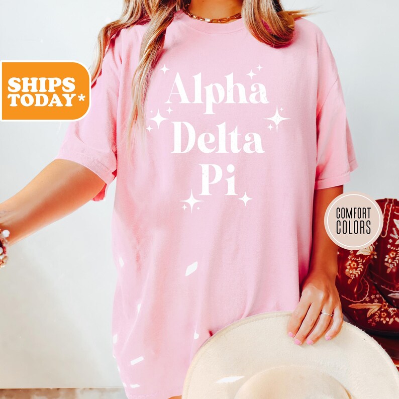 Alpha Delta Pi Sparkle Squad Comfort Colors Sorority T-shirt | ADPI ...