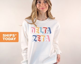 Delta Zeta Sweatshirt | DZ Retro Crewneck Sweatshirt | Delta Zeta Sorority Gift Idea
