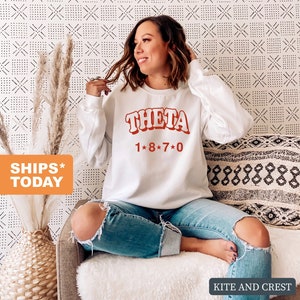 Kappa Alpha Theta Sweatshirt - Theta Red Arch Crewneck Sweatshirt- Sorority Big Little Gift Idea