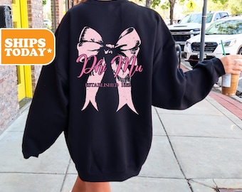 Phi Mu Sorority Sweatshirt | Phi Mu Aesthetic Hoodie | Sorority Apparel | Greek Merch | Phi Mu Black Hoodie | Pink Ribbon