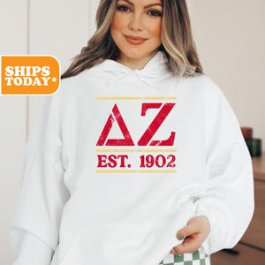 Delta Zeta Sorority Sweatshirt | Dee Zee Greek Letters | Sorority Gifts | Big Little Reveal | Oversized Hoodie | _ Luminous Letters _