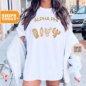 Alpha Phi Comfort Colors Sorority T-shirt | APHI Sorority Merch | Big Little Reveal | Preppy Shirt | Sorority Apparel | - Desert Cacti -