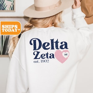 Delta Zeta Faded Love Sorority Sweatshirt | Dee Zee Sorority Gifts | Aesthetic Hoodie | Big Little Reveal | Sorority Hoodie | Sorority