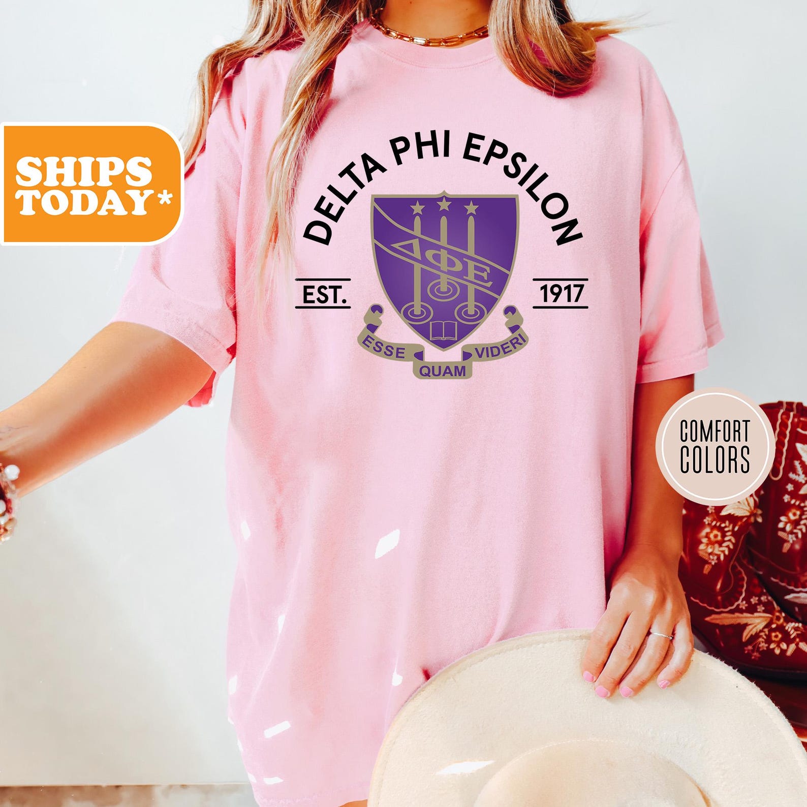 Delta Phi Epsilon Comfort Colors Sorority Tshirt DPHIE Big Little