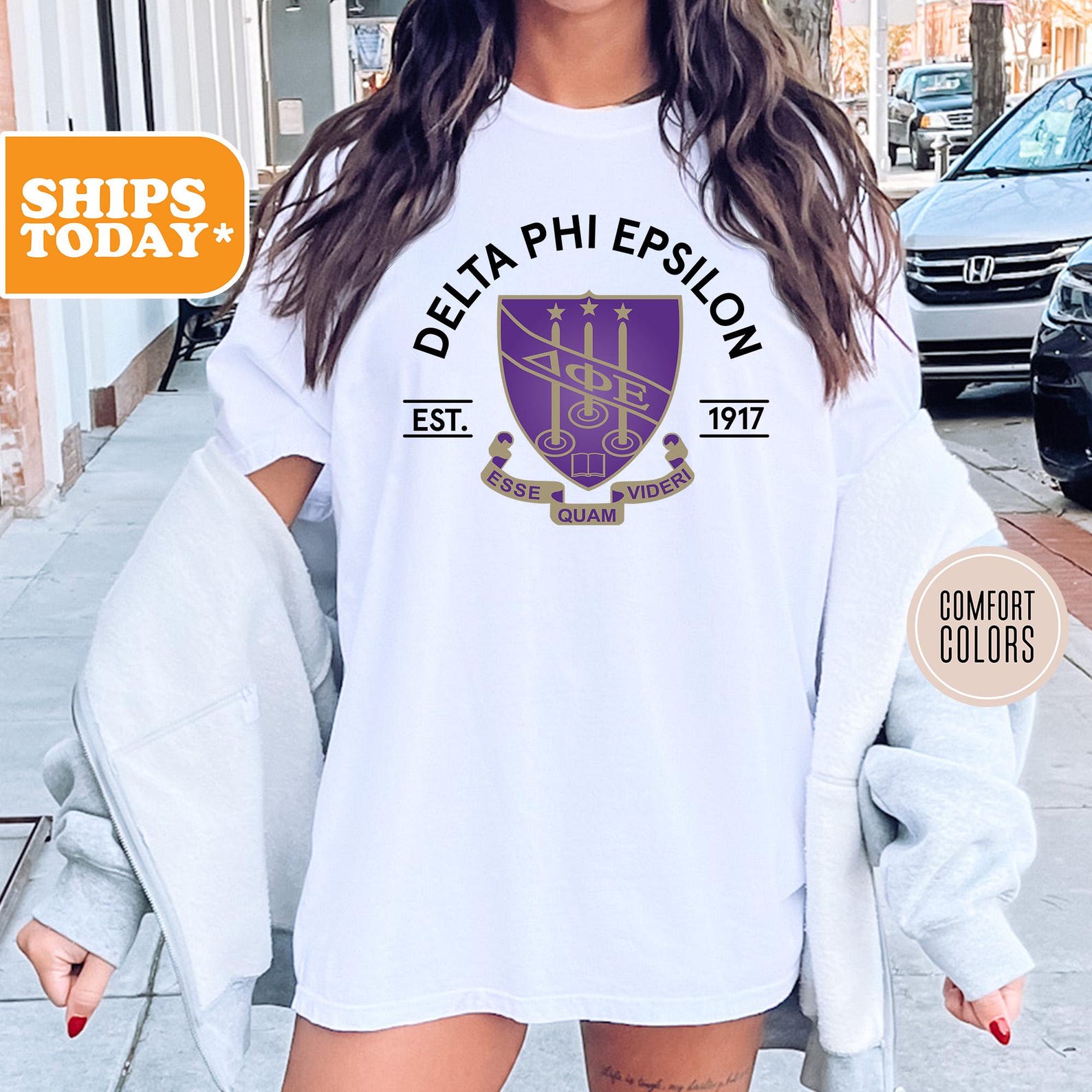 Delta Phi Epsilon Comfort Colors Sorority Tshirt DPHIE Big Little