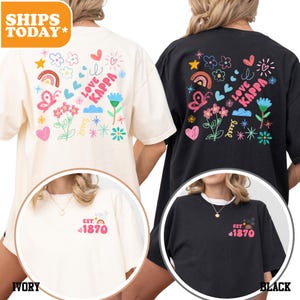 Kappa Kappa Gamma Springtime Scribbles Comfort Colors Sorority T-shirt | Kappa Sorority Merch | Preppy Shirt | Sorority Apparel