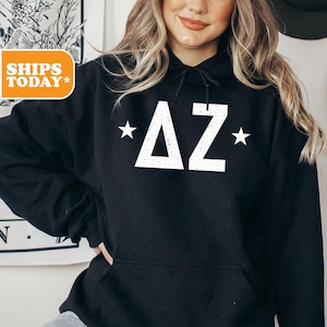 Delta Zeta Sorority Sweatshirt | Dee Zee Greek Letters | Sorority Gifts | Big Little Reveal | Aesthetic Hoodie | _ Stars and Letters _