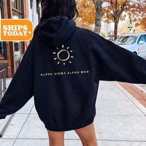 Alpha Sigma Alpha Sunny Mom Sorority Sweatshirt | Alpha Sig Preppy Hoodie | Greek Letters | Pink Hoodie | Sorority Apparel