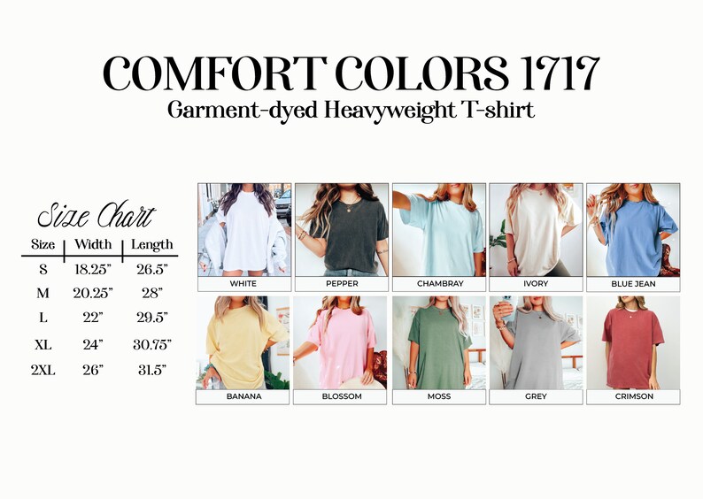 a women's t - shirt with different colors and sizes