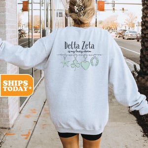 Delta Zeta My Lucky Charm Sorority Sweatshirt | Dee Zee Crewneck Sweatshirt | Sorority Letters | Greek Gifts | DZ Aesthetic Hoodie