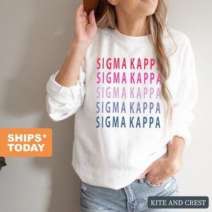 Sigma Kappa Sweatshirt - Sigma Kappa Bright and Stacked Crewneck Sweatshirt- Sorority Big Little Gift Idea