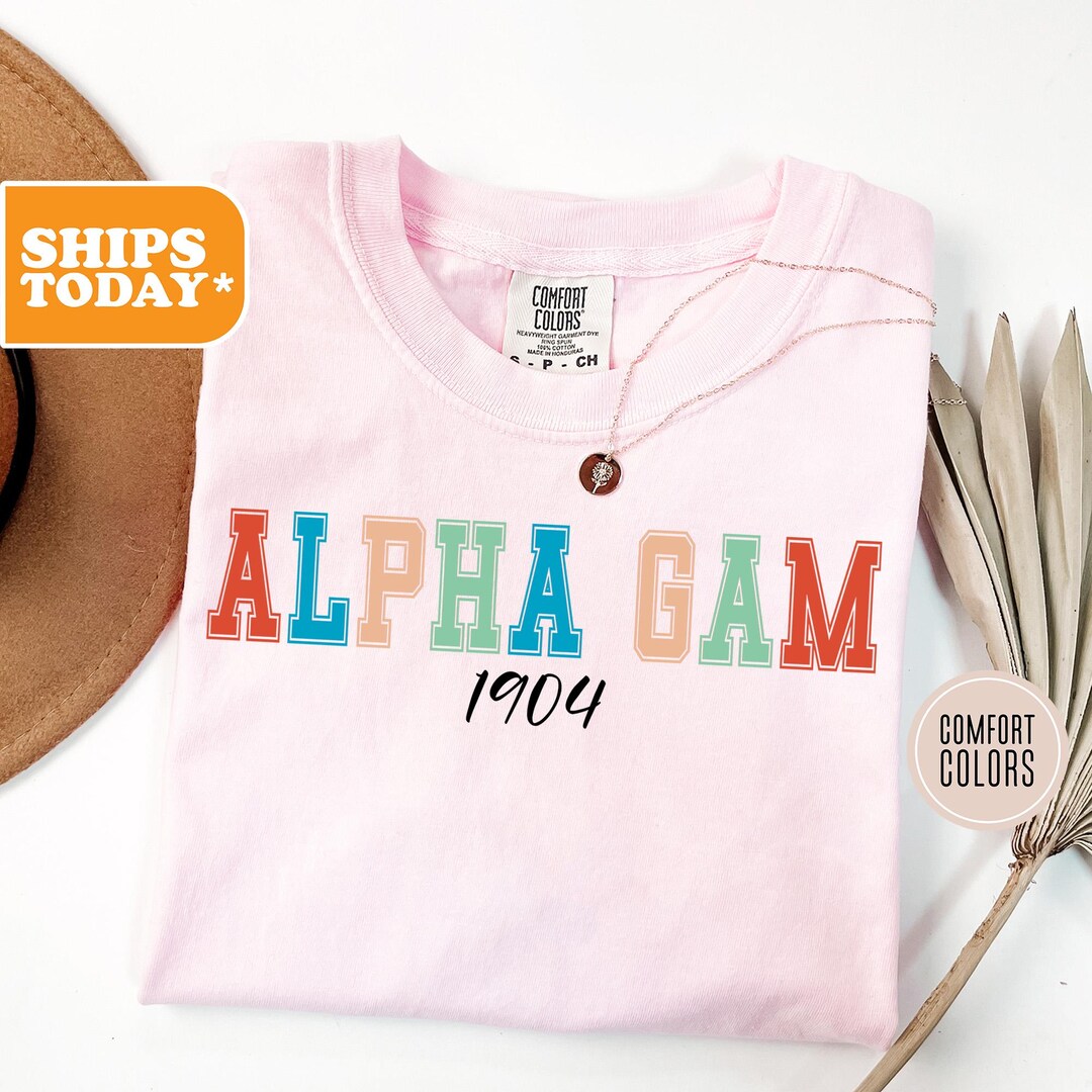 Alpha Gamma Delta Vintage Varsity Comfort Colors Sorority T-shirt | AGD ...