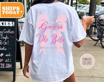 Gamma Phi Beta Comfort Colors Sorority T-shirt | GPHI Trendy Shirt | Sorority Letters | Big Little Reveal | Vintage Tees | - Pink Ribbon -