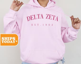 Delta Zeta Sorority Sweatshirt | Dee Zee Sorority Hoodie | Crewneck Sweatshirt | Greek Gifts | Pink Hoodie | _ Timeless Tradition _