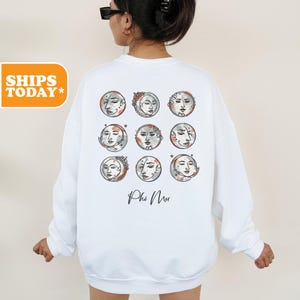 Phi Mu The Faces Sorority Sweatshirt | Phi Mu Oversized Hoodie | Sorority Apparel | Big Little Basket | Crewneck Sweatshirt