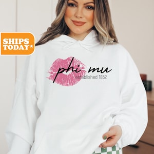 Phi Mu Lips of Love Sorority Sweatshirt | Phi Mu Sorority Hoodie | Sorority Apparel | Big Little Basket | Crewneck Sweatshirt | 43140g