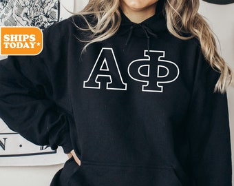 Alpha Phi Sorority Sweatshirt | APHI Greek Letters | Sorority Hoodie | Big Little Reveal | Alpha Phi Custom Sorority Gift _ Thin Outline _