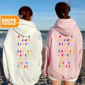 Alpha Sigma Alpha Colorful Faded Sorority Sweatshirt | Alpha Sig Preppy Hoodie | Greek Letters | Pink Hoodie | Sorority Apparel