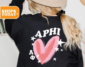 Alpha Phi Sorority Sweatshirt | APHI Sorority Hoodie | Big Little Reveal | Sorority Merch | Oversized Hoodie | Sorority | _ Starry Heart _