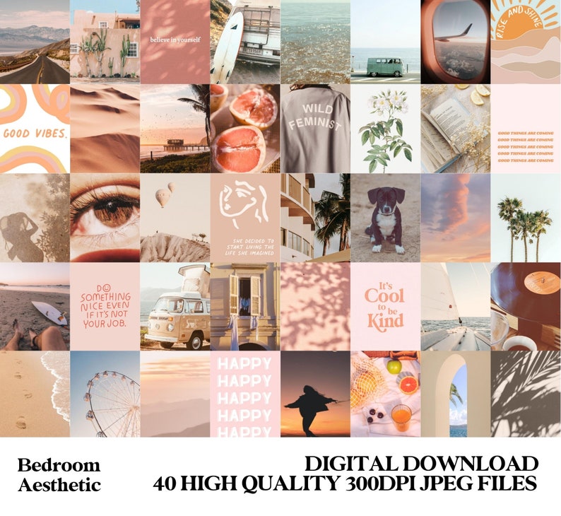 Dreamy Pink Wall Collage Kit Aesthetic VSCO DIGITAL | Etsy