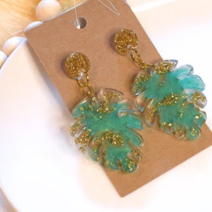 Leaf Earrings | Green & Gold | Boho Earrings