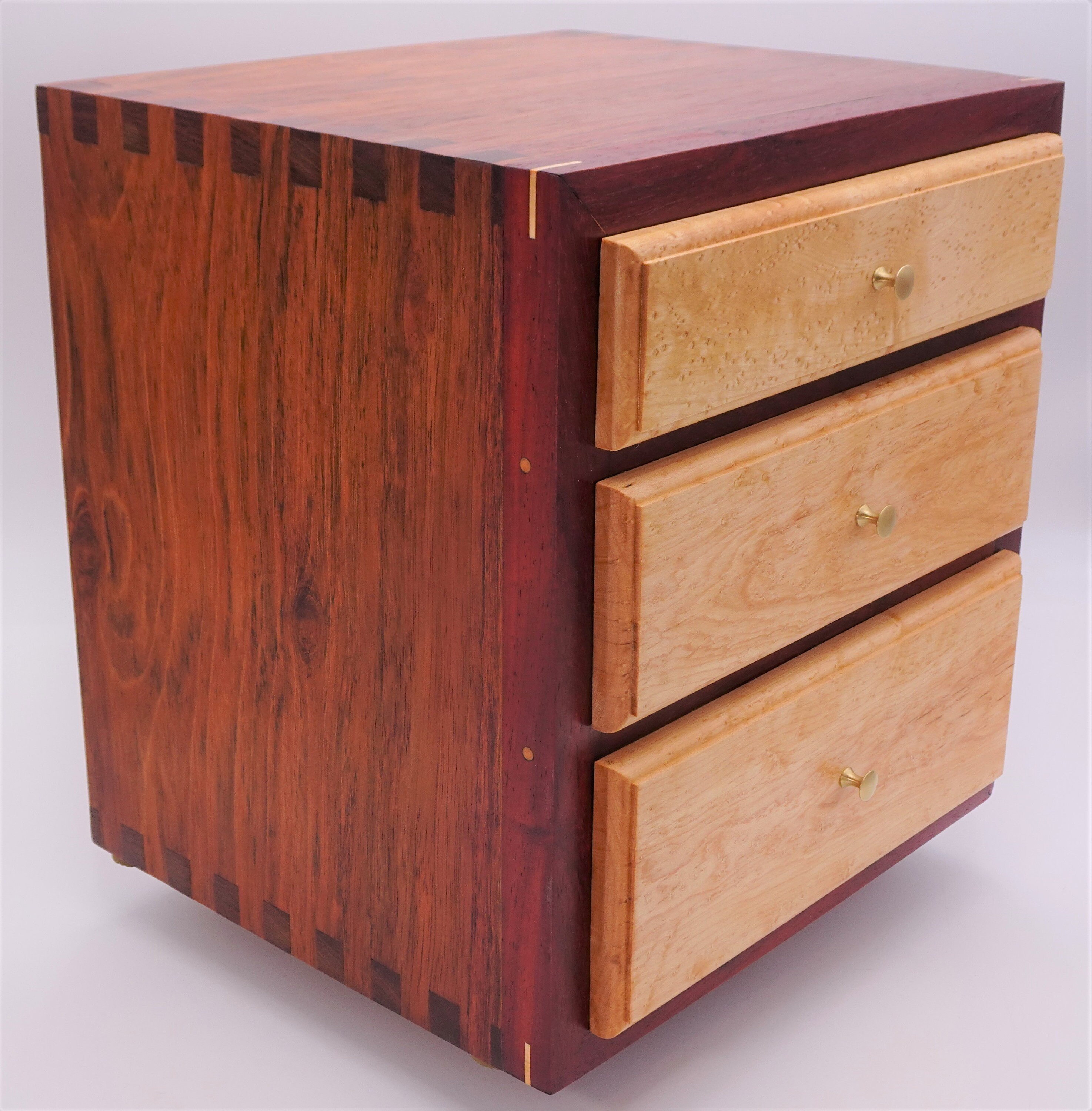 Handmade Desktop/tabletop Triple-drawer Keepsake Chest in