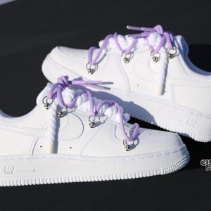Custom Lilac AF1, Custom af1 , Rope Laces with Overlapping Laces, Personalized AF1 with Rope Lace, Custom Air Force One, Personalized Gift