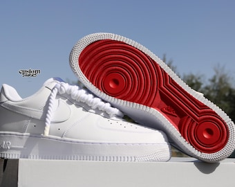 Cordones de cuerda personalizados AF1, zapatillas AF1 con suela roja, cordones de cuerda con suela roja, AF1 personalizado con cordón de cuerda y suela roja, zapatillas con suela roja
