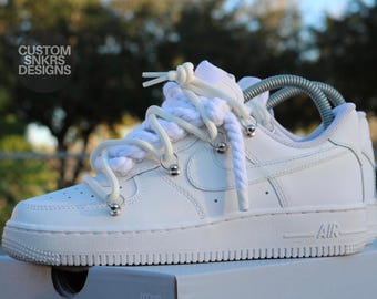 Nike Air Force 1 ホワイト ロープカスタム NIKE Air Force 1 ホワイト ロープカスタム ロープフォース1
