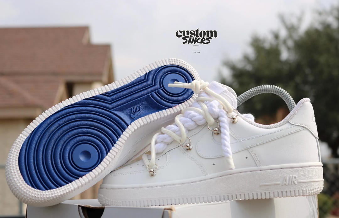 Shoes Rope Bottom Custom Rope Laces AF1, Blue Bottoms AF1, Rope Laces With Blue Bottoms ...