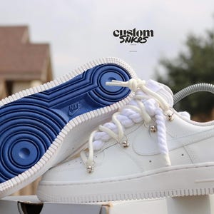 Custom Rope Laces AF1, Blue Bottoms AF1, Rope Laces with Blue Bottoms, Personalized AF1 with Rope Lace, Red Bottom Inspired Sneakers