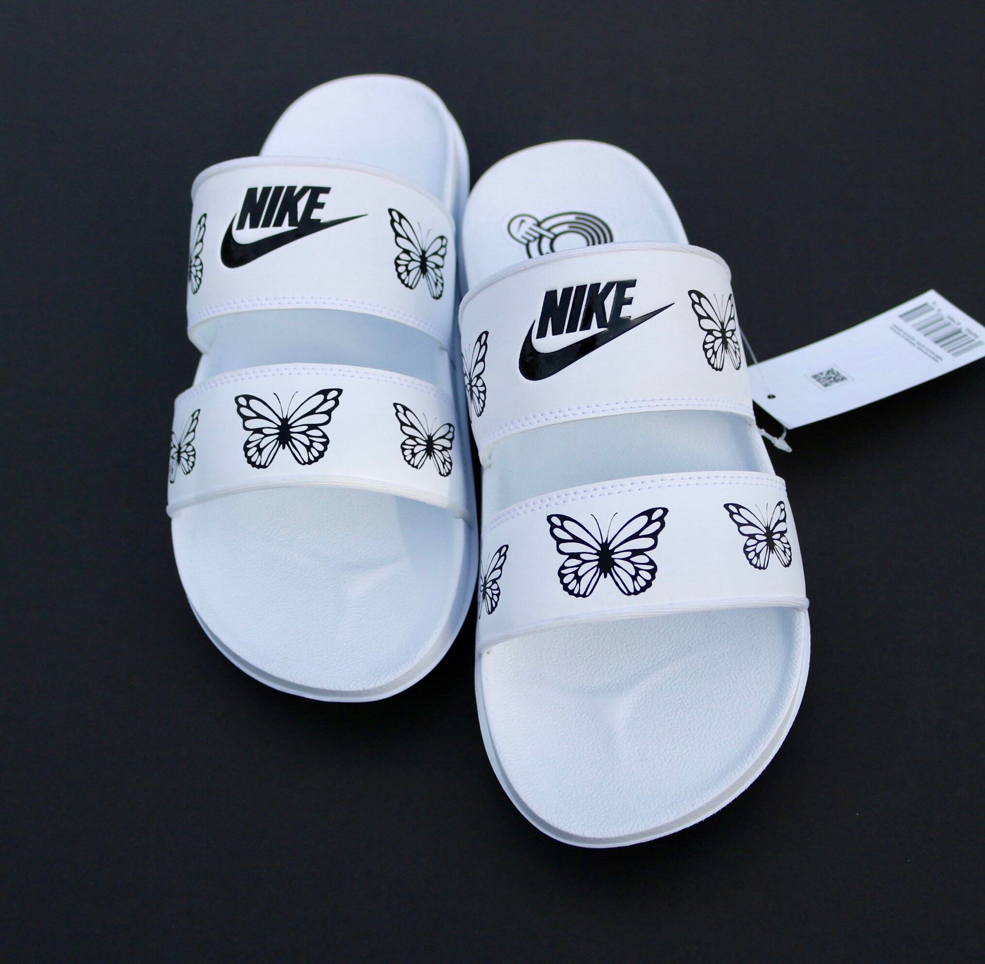 White Nike Slides - Etsy