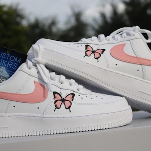 Custom Pink Butterfly AF1, Butterfly Designs, Air Force One Customs, Gift for Sneakerhead, Pink af1 Designs, Gift for Her, Custom Af1,