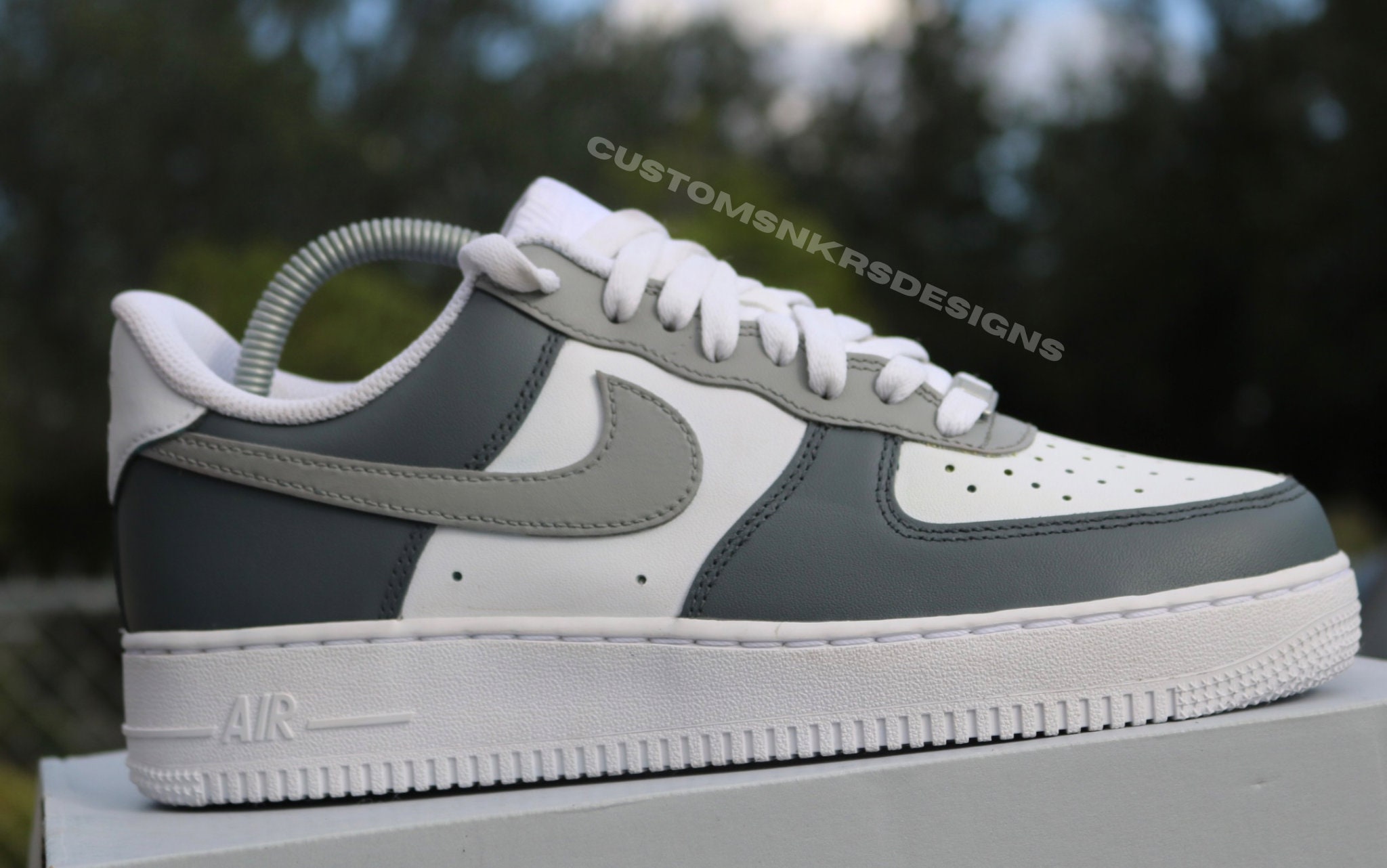 Custom Two Tone Grey Af1, Dark Grey Af1, Personalized Sneakers, Mens ...