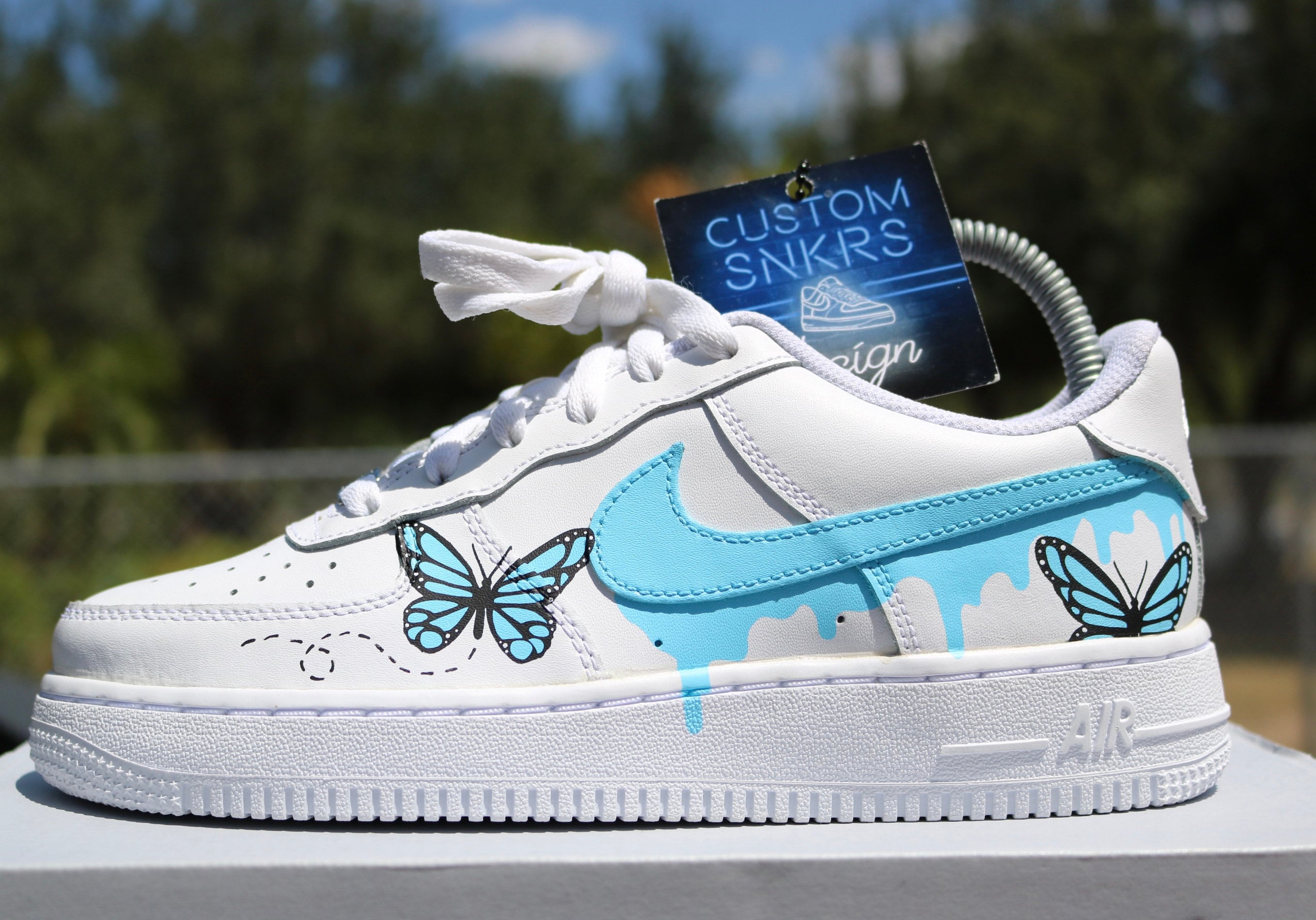 Buy Custom Air Force 1 Butterfly Blue Black Drip Butterfly Af1 Online in  India 