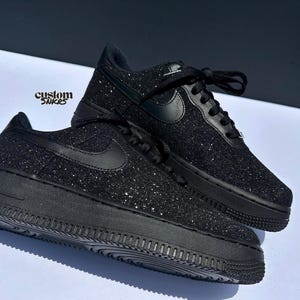 Back to School, Custom Black Glitter AF1, Glitter af1, Rope Laces Af1,Personalized AF1,Black Glitter Inspired Sneakers,Glitter Sneakers