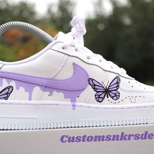 Custom Purple Butterfly Drip Af1, Drip AF1 designs, Butterfly Designs, Gift for her, Personalized af1, Sneakerhead Gift, Back to School