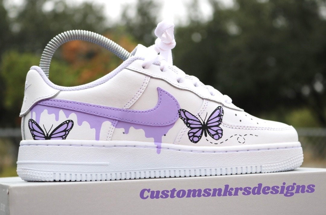 Purple Butterfly Shoes Custom Air Force Womens Butterfly Butterfly