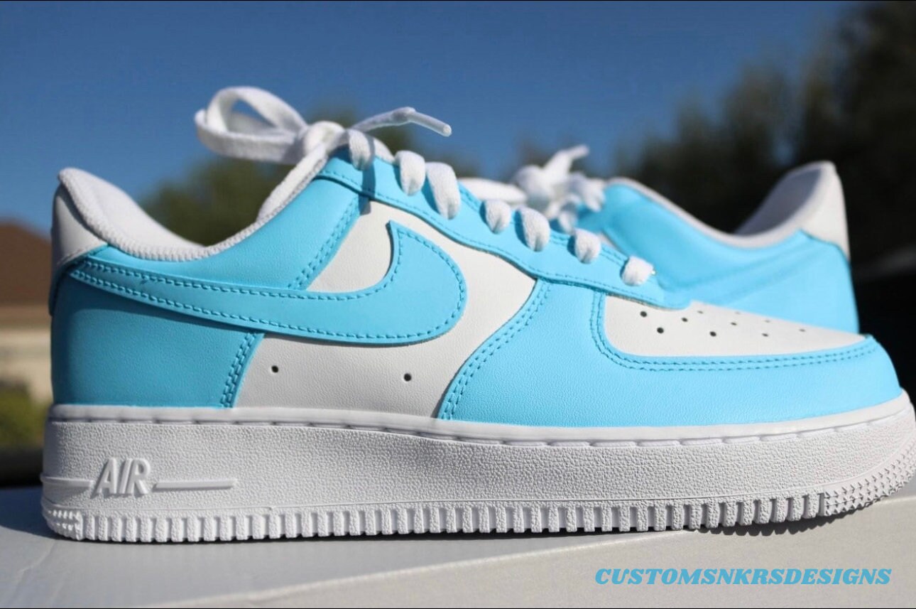 Baby blue and white af1 discount