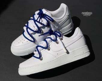 Custom Air Force 1 Sneakers Rope Laces. Blue Color - Etsy 日本