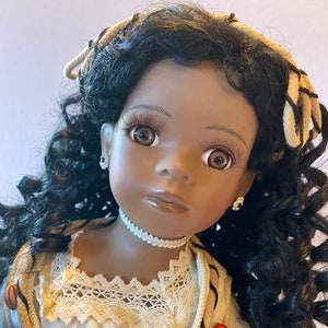 132 - Serena and Babydoll Duckhouse Heirloom African Black Girl Doll 22&quot;