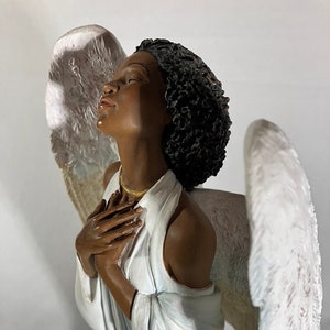 210 - Thomas Blackshear Faith Black African American Ebony Ceramic Statue 12.5in