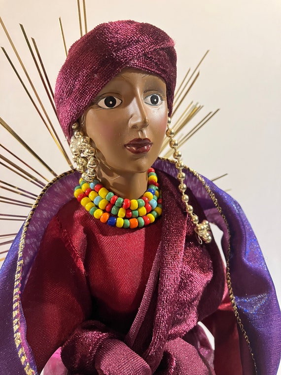 211 - Maroon/gold Black African American Christmas Tree Topper Angel 17" -  Etsy Australia