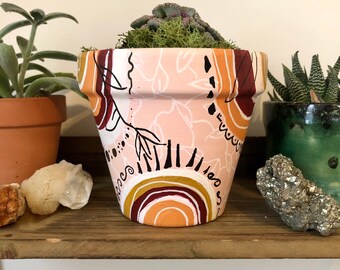 Cactus Pots Hand Painted Pots Houseplant Pots Mandala Boho Colorful Terra Cotta Pot Small Pots Propagation Pots