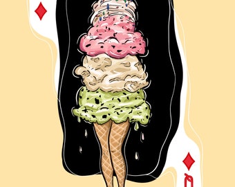 Queen of Diamonds- Ice Cream Pin up Print