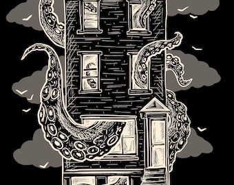 Octopus House Print