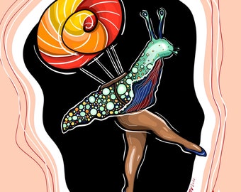 King of Diamonds- Dancing Snail Pin-up Print