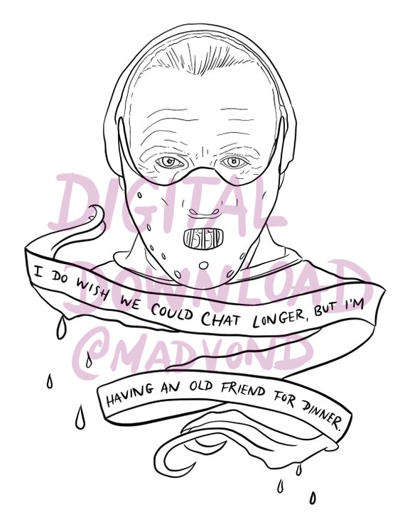 Silence Of The Lambs Printable Coloring Sheet Hannibal Lecter Etsy